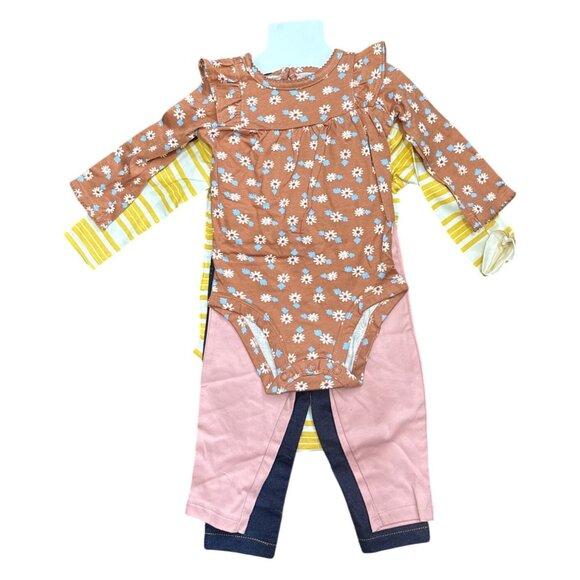 Carter's Baby 3-6M Girl's 4 Piece Long Sleeve Body Suits & Leggings Set - Picture 2 of 5